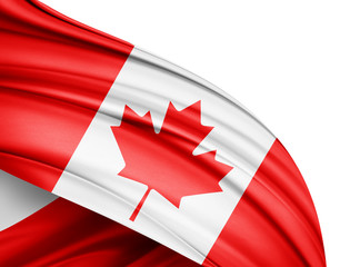  Canada flag of silk with copyspace for your text or images and white background-3D illustration