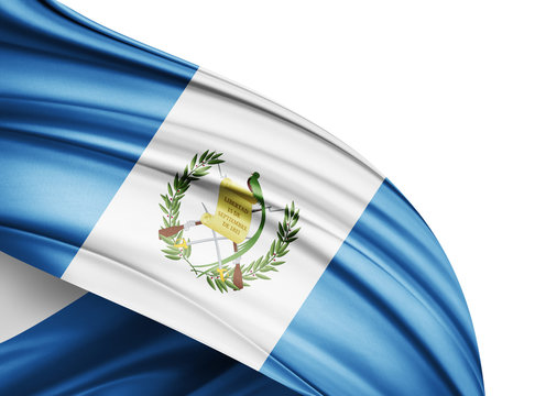  Guatemala flag of silk with copyspace for your text or images and white background-3D illustration