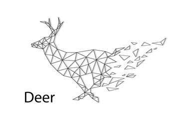Abstract silhouette of a deer from collapsing polygons.