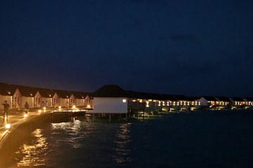 Night time at beach resort Maldives 