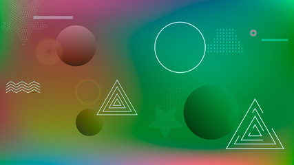 Color geometric gradient, futuristic background. Detail of modern wallpaper design, packaging. Light colored lines, abstract shapes, dots. Background in minimalist style.