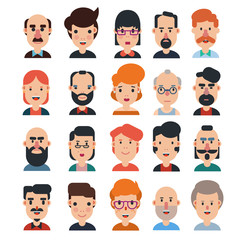 Set of 20 flat avatars icons.