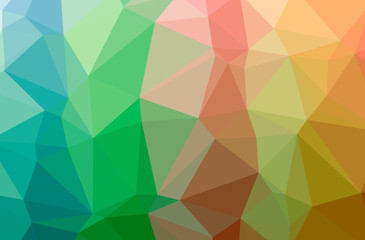 Illustration of abstract Green, Orange horizontal low poly background. Beautiful polygon design pattern.