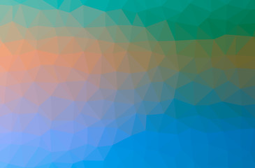 Illustration of abstract Blue, Orange And Green horizontal low poly background. Beautiful polygon design pattern.