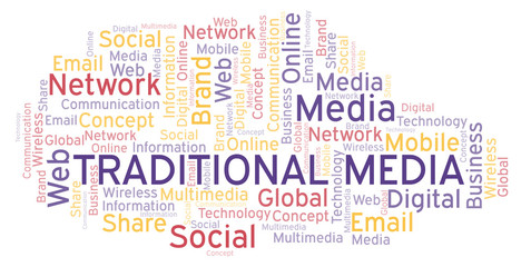 Obraz premium Traditional Media word cloud.