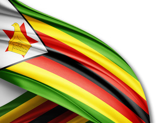 Zimbabwe flag of silk with copyspace for your text or images and white background