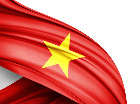 Vietnam   flag of silk with copyspace for your text or images and white background