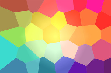 Abstract illustration of red, green, purple and blue bright giant hexagon background.