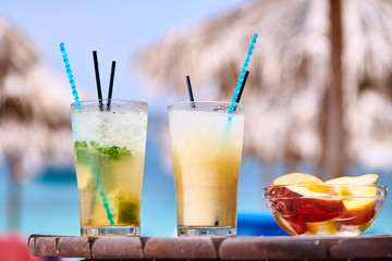 Two cocktails at tropical beach