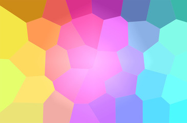 Abstract illustration of green, yellow, purple and blue pastel giant hexagon background.