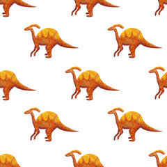 colored Dinosaur pattern Parazaulorf orange with yellow