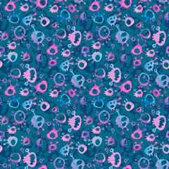 small bacteria microbe, watercolor seamless pattern, pattern for printing , medical style