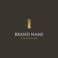 Obraz premium Letter I Gold Texture Abstract Creative Business Logo 