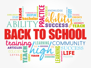 Back to School word cloud collage, education concept background