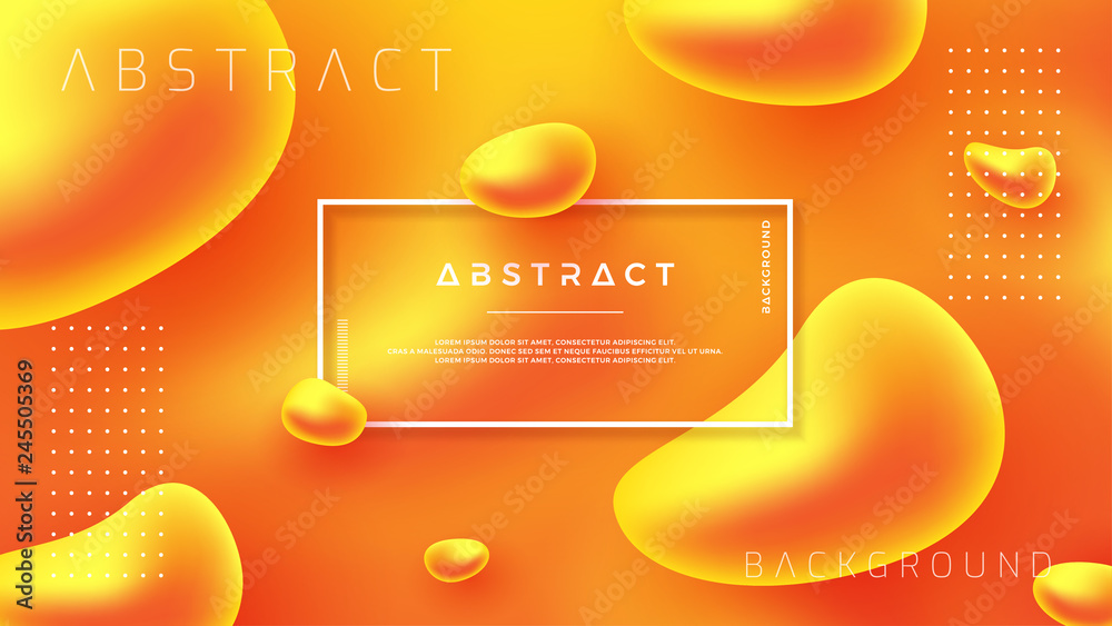 Sticker abstract fluid liquid vector background design. abstract 3d orange background.