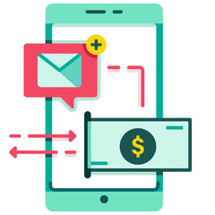 E-wallet payment notification flat illustration