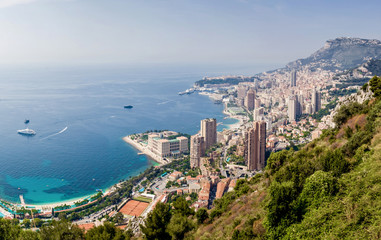 Fototapeta na wymiar Panoramic view of the city of Monte Carlo in Monaco on the Mediterranean Sea