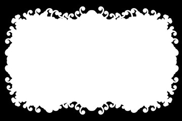 Floral Decorative Black & White Edge. Type Text Inside, Use as Overlay or for Layer Mask	