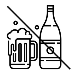 No alcohol Line illustration