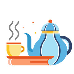 Tea time flat illustration