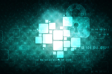 2d illustration Safety concept: Closed Padlock on digital background