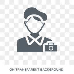 Photographer icon. Trendy flat vector Photographer icon on transparent background from Professions collection. High quality filled Photographer symbol use for web and mobile