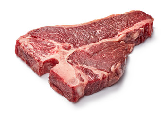 raw beef steak isolated on white background