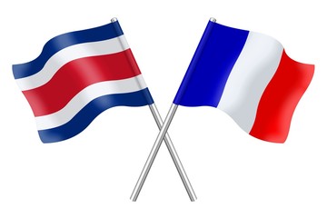 Flags. Costa Rica and France
