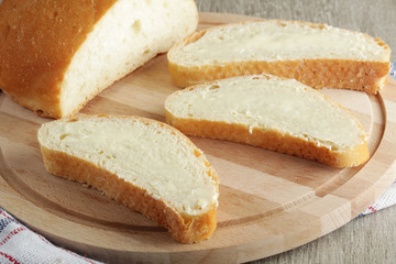 Bread and butter sandwiches ready for breakfast