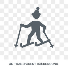 Skiing person icon. Trendy flat vector Skiing person icon on transparent background from People collection. High quality filled Skiing person symbol use for web and mobile