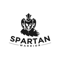 Spartan warrior logo design template in black color
