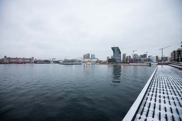 Fototapeta premium Landscape of bay and city view of Oslo city in Norway