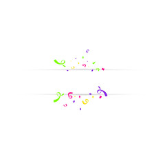 Blank banner with color confetti isolated on white background. Vector festive background. Happy birthday concept