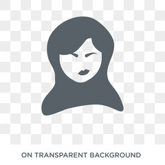 Girl face icon. Trendy flat vector Girl face icon on transparent background from People collection. High quality filled Girl face symbol use for web and mobile