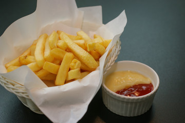french fries and ketchup