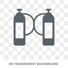 Oxygen tank icon. Trendy flat vector Oxygen tank icon on transparent background from Nautical collection. High quality filled Oxygen tank symbol use for web and mobile