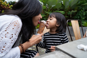 portrait of quality time with a little daughter when holiday