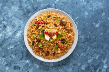 Vegetarian Hyderabadi Dum Biryani. Ramadan food.
