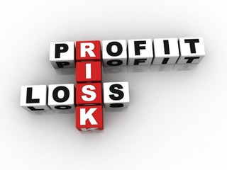 3d illustration Profit, risk, loss
