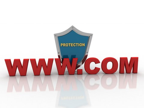 3d rendering WWW.com with shield