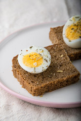 sandwich with boiled egg close up