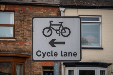 Sign: Cycle Lane - seen in Taunton, Somerset, England, UK
