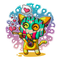 Vector illustration about Shaman in love