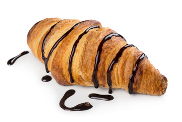 Croissant with chocolate sauce