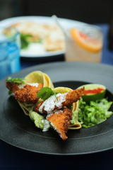 Breaded chicken tacos