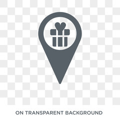 Gift shop Location icon. Trendy flat vector Gift shop Location icon on transparent background from Maps and Locations collection. High quality filled Gift shop Location symbol use for web and mobile