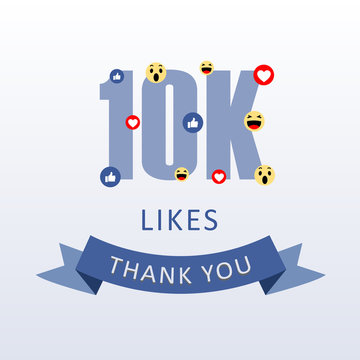 10K Likes Thank you number with emoji and heart- social media gratitude ecard