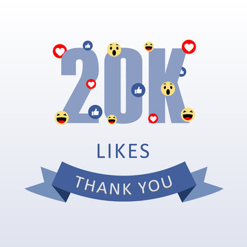 20K Likes Thank you number with emoji and heart- social media gratitude ecard