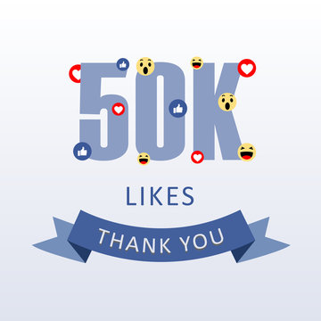 50K Likes Thank you number with emoji and heart- social media gratitude ecard