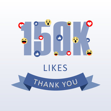 150K Likes Thank you number with emoji and heart- social media gratitude ecard